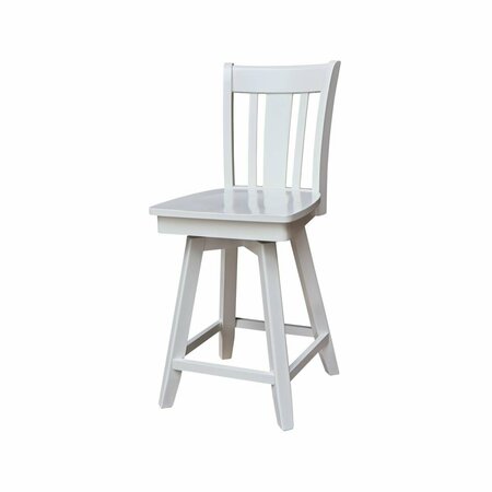 INTERNATIONAL CONCEPTS 24 in. San Remo Counter Height Stool with Swivel Seat, White S08-102SW